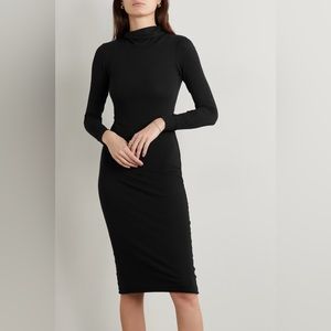James Peres Micro-Sueded Turtleneck Dress